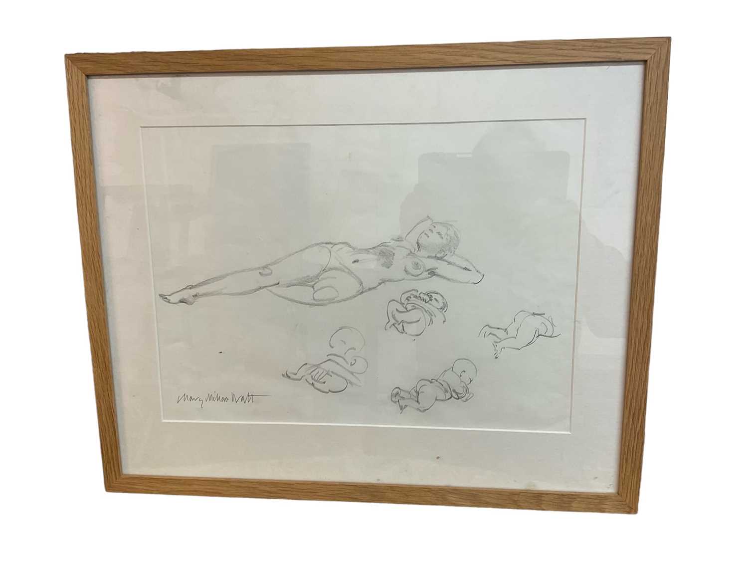 Mary Millar Watt, pencil, figure studies, signed, 28 x 39cm, framed