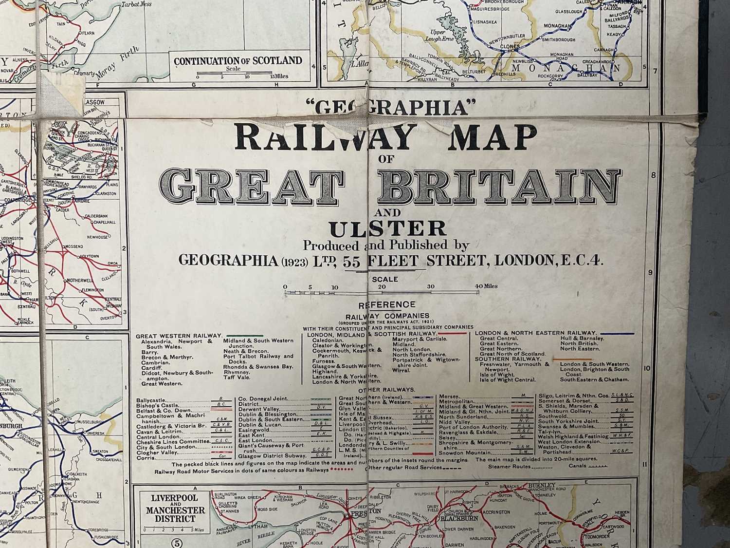 "Geographia" Railway Map of Great Britain and Ulster, 1923 for Fleet Sales Service, together with Ir - Bild 2 aus 7