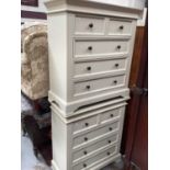 Pair of contemporary white painted chest of drawers