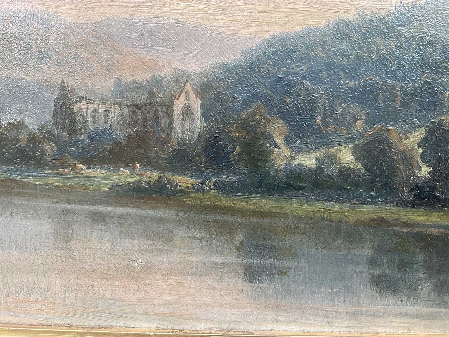 Albert Gyngell, On the Wye, Tintern Abbey, oil on canvas, signed and dated 1876, mounted in gilt fra - Image 2 of 6