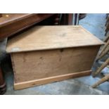 Victorian pine blanket box housing a bank of drawers, 94cm wide, 52cm deep, 51cm high