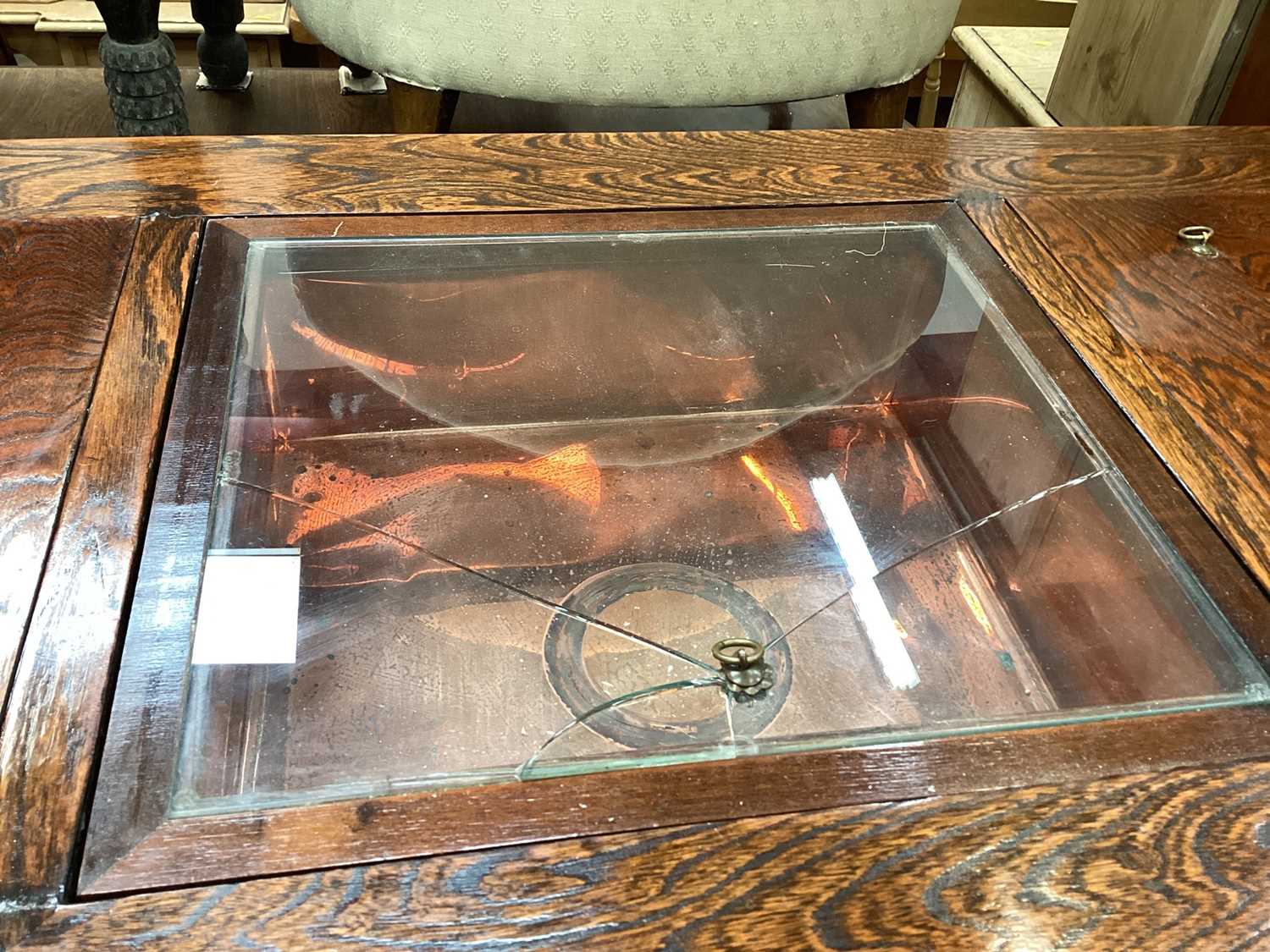 Chinese elm bijouterie coffee table with three compartments to the top and three drawers below, 108. - Image 2 of 3