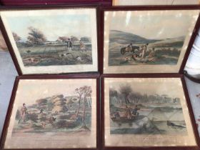 Set of six 19th century hand coloured sporting prints, in glazed frames