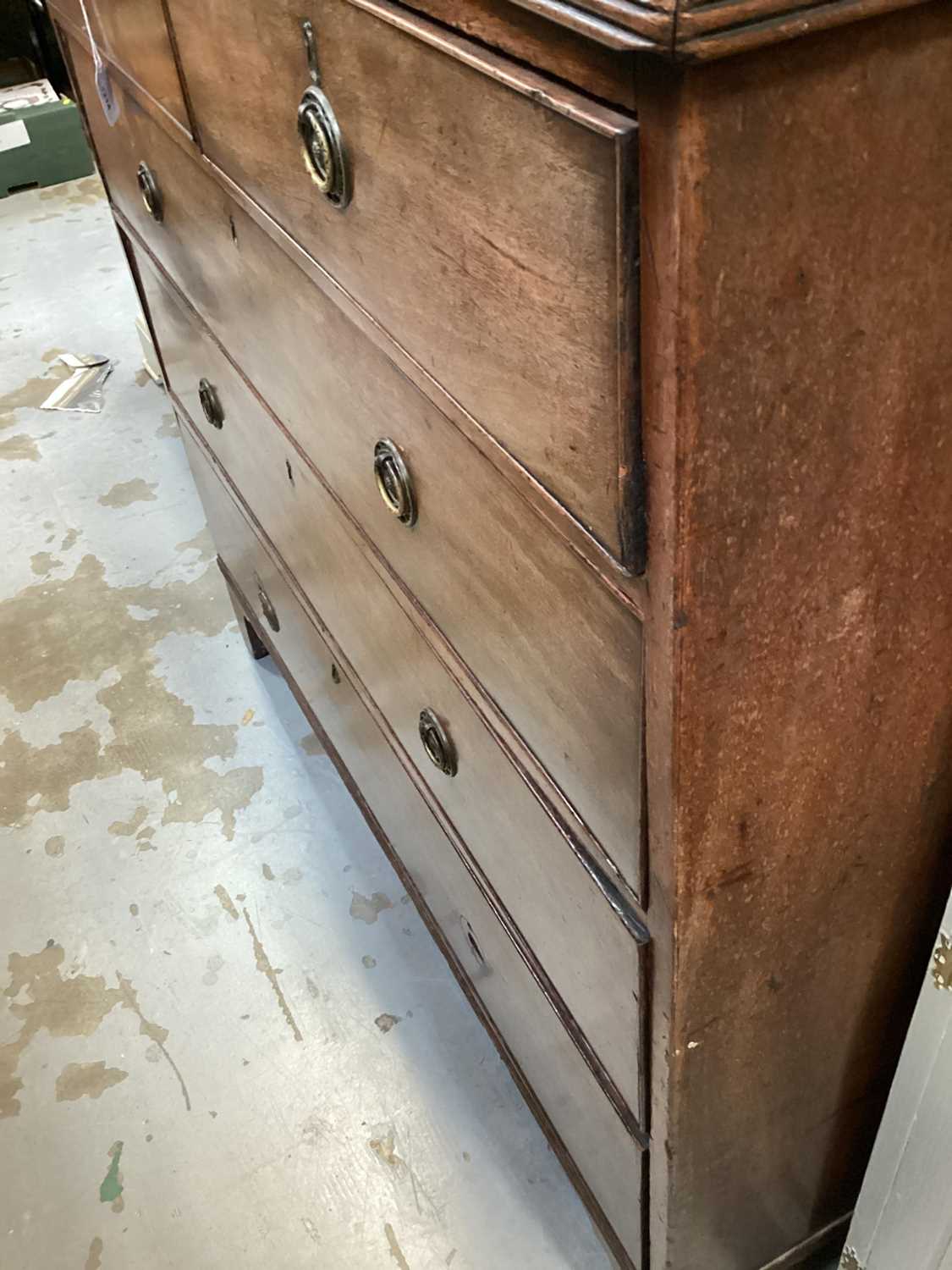 George III mahogany chest of two short and three long drawers with brass ring handles, on bracket fe - Image 3 of 6