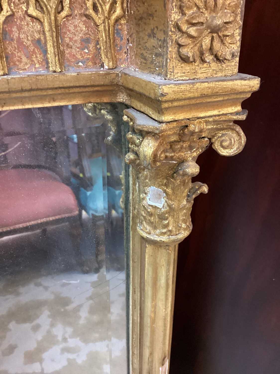 19th century pier mirror with bevelled plate in gilt frame, 60cm wide, 90cm high - Image 2 of 11