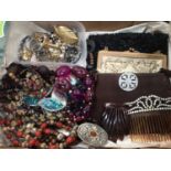 Group of vintage and later costume jewellery and bijouterie including various bead necklaces, three