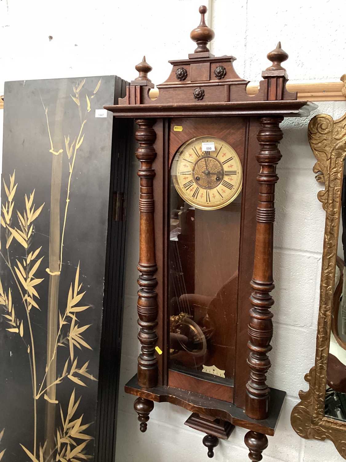 Late 19th century Vienna regulator style wall clock in walnut case