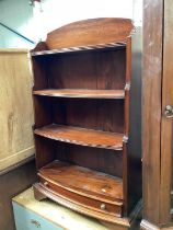 Reproduction hardwood waterfall bookcase, 72cm wide, 24.5cm deep, 112cm high