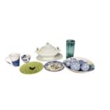 Group of ceramics, including a swan form tureen and base, a Royal Doulton armorial plate, a collecti