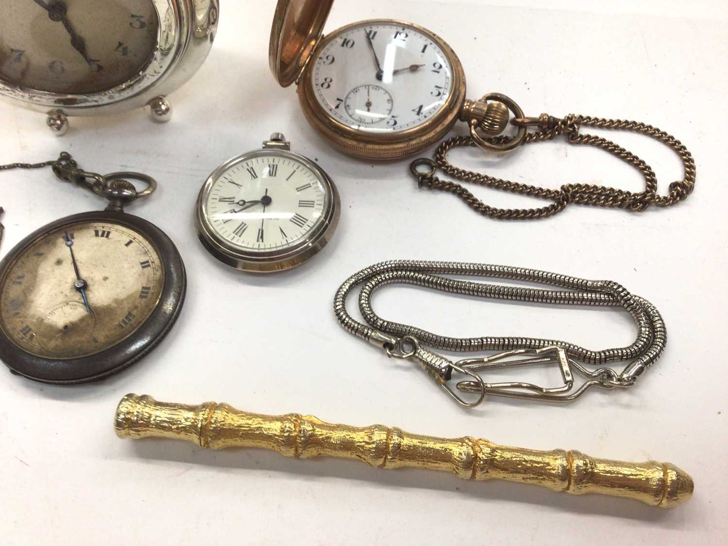 Silver cased desk clock and group of pocket watches - Image 4 of 4