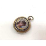 Late 19th century Swiss 18ct gold and enamel fob watch depicting a female bust