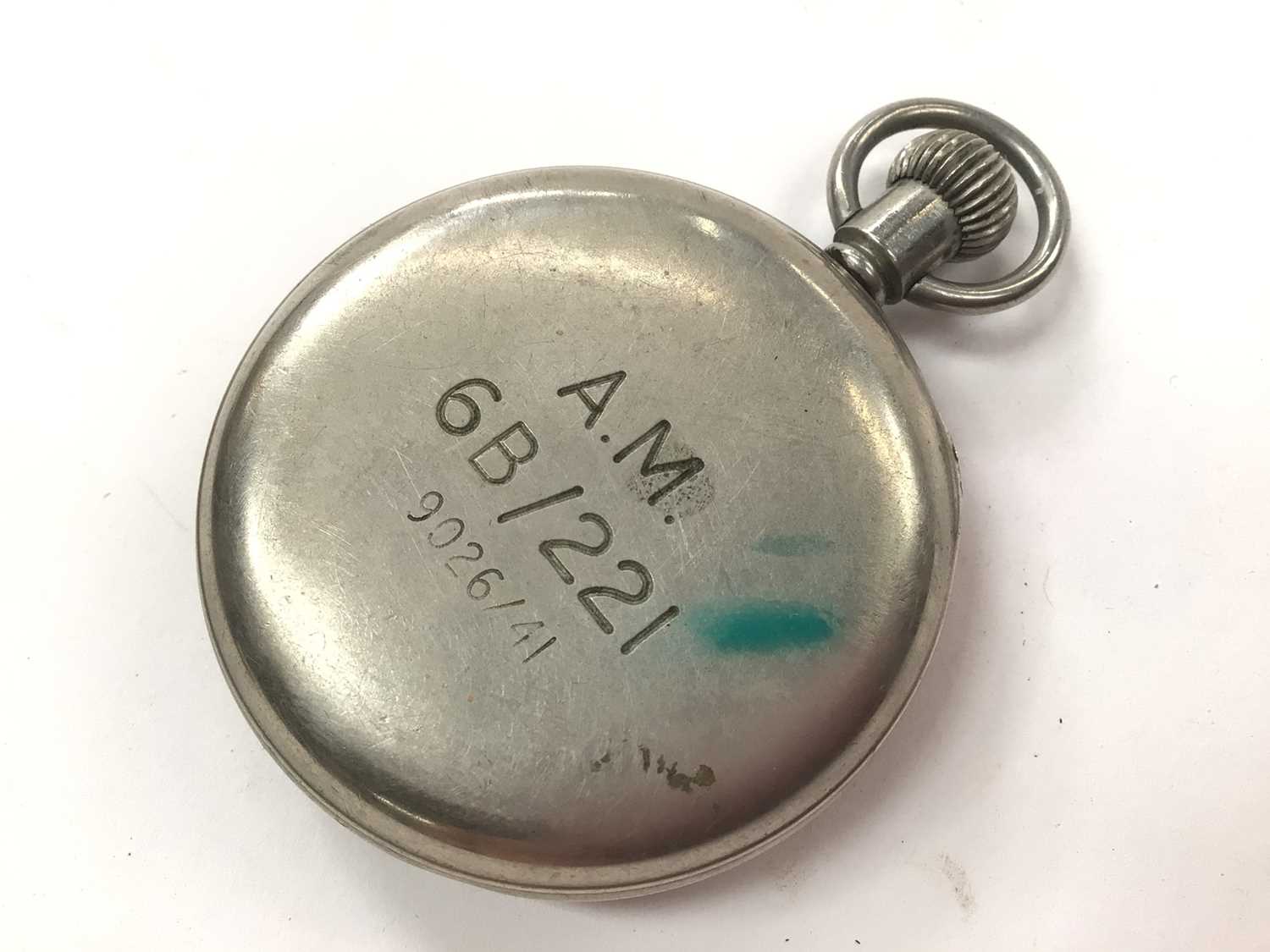 Second World War Air Ministry stopwatch marked A.M. 6B/221 9026/41, together with two silver pocket - Image 5 of 5