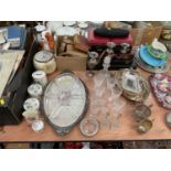 Group of silver plated flatware, Elkington stag handled cutlery, binoculars, china and sundries.
