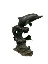 Bronze dolphin water feature
