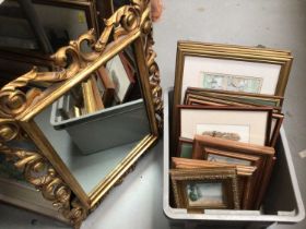 Group of pictures, prints and a gilt framed wall mirror