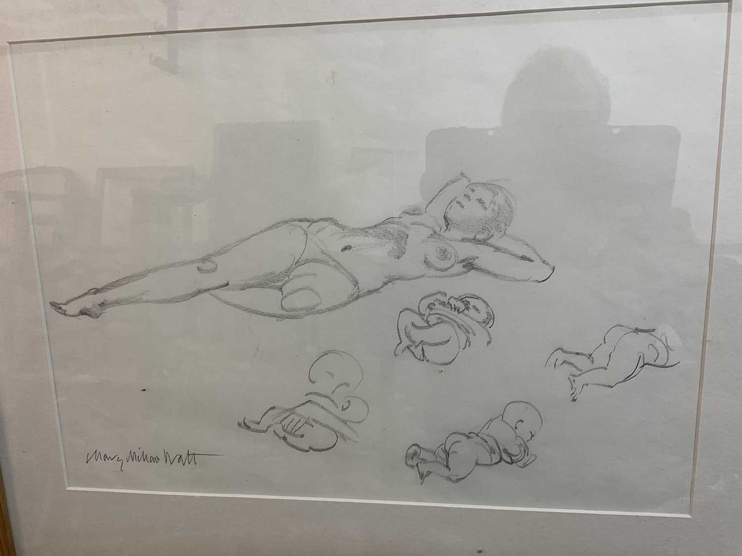 Mary Millar Watt, pencil, figure studies, signed, 28 x 39cm, framed - Image 2 of 6