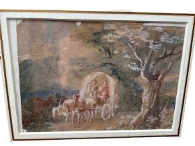 Manner of Thomas Gainsborough watercolour, travellers