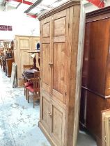 Antique pine two-height corner cupboard