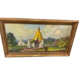 Ohn Thwin Gyi (1933-2004) oil on board, Thai temple