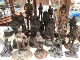 Collection of bronzed resin military figures