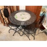 Metal folding garden table and pair of matching chairs (3)