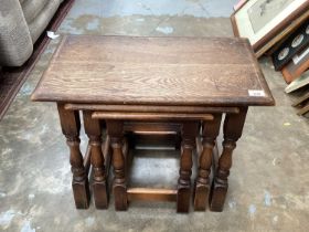 Nest of three oak occasional tables