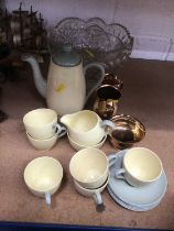 1950's Spode Coffee service, together with three 24 ct gold plated items and two glass bowls.