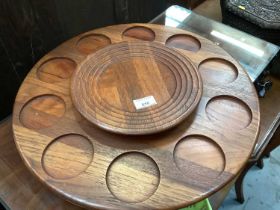 1960s Danish Digsmed hardwood lazy Susan revolving table centre 48cm diameter