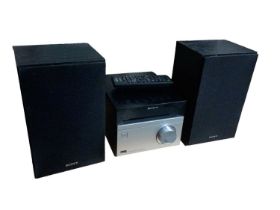 Sony Home Audio System CMT-SBT20B with pair of speakers and remote - functions include CD, Bluetooth