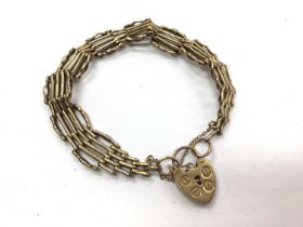 9ct gold gate bracelet with padlock clasp