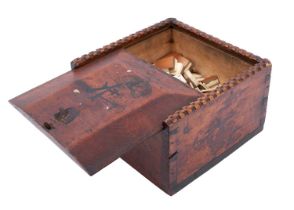 Antique Chinese bone and bamboo Mahjong set in carved pine box