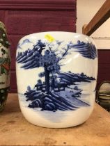 Japanese blue and white porcelain jardiniere