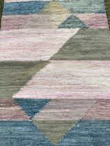 Three contemporary rugs with abstract decoration, 149cm x 77cm, 137cm x 66cm and 95cm x 64cm