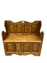 Modern pine hall bench/chest with rising lid