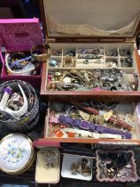 Quantity of costume jewellery, ladies wristwatches and bijouterie within various jewellery boxes