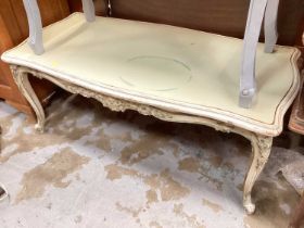 French style painted coffee table, 110cm wide, 55cm deep, 45cm high