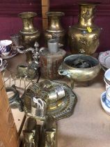 Mixed group of Asian metalware, including a censer
