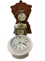 Victorian wall dial in painted case, Victorian ‘Gingerbread’ clock snd a Victorian green onyx cased