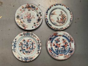Four 18th century Chinese export porcelain plates