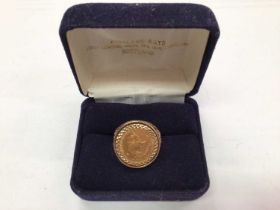 1/10th South African gold Krugerrand in a 9ct gold ring mount