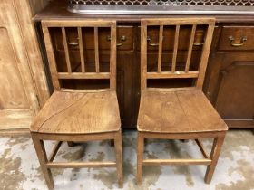 Set of four 19th century elm kitchen chairs