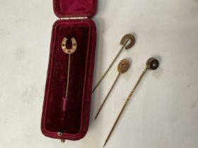 Four Victorian stick pins