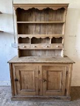 Antique pine dresser with associated top