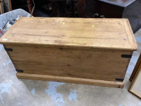 Old pine blanket box with hinged lid