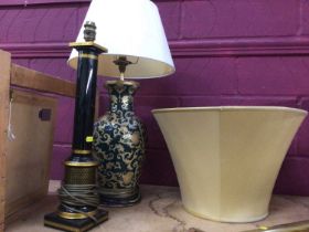 Porcelain table lamp and another lamp