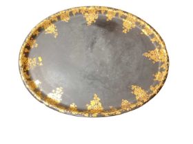 Mid 19th century oval papier mâché with gilt decoration
