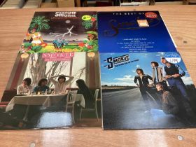 Box of LP records including Smokie, Slade, Shadows, Fergal Sharky and compilations