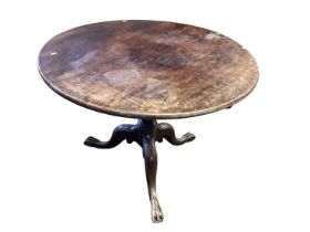 George III and later carved tilt top tripod table