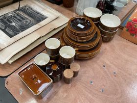 Group of Hornsea treacle glazed ceramics