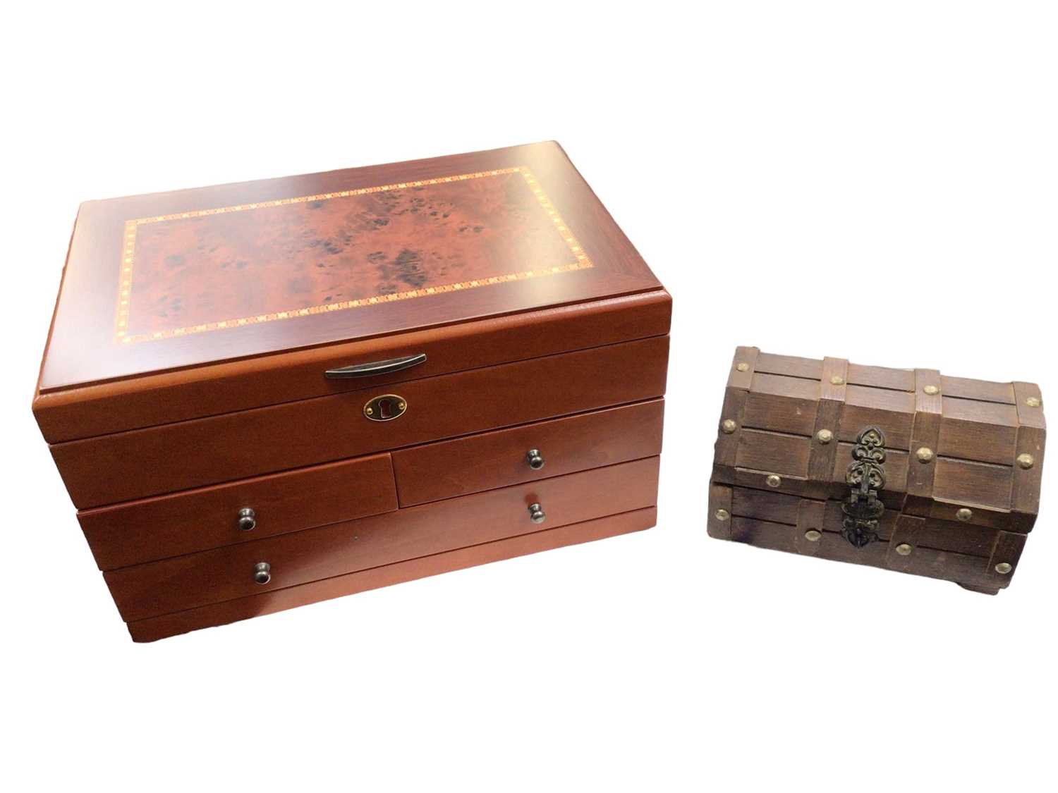 Two jewellery boxes containing costume jewellery, simulated pearls, brooches and various coins - Image 2 of 6